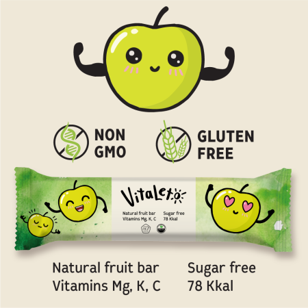 Батончик фруктово-злаковый VitaLeto "Яблочный микс", 6 шт. х 30 г